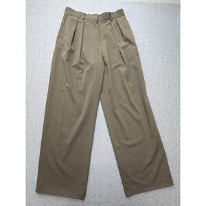 Frankie Shop Dress Pants Womens Large Beige Pleated Wide Leg Twill Work Office